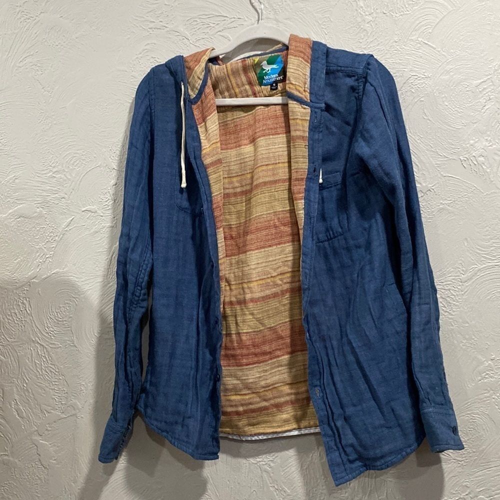 Modern Amusement 100% cotton Gauze Button Down Hooded Jacket Size small